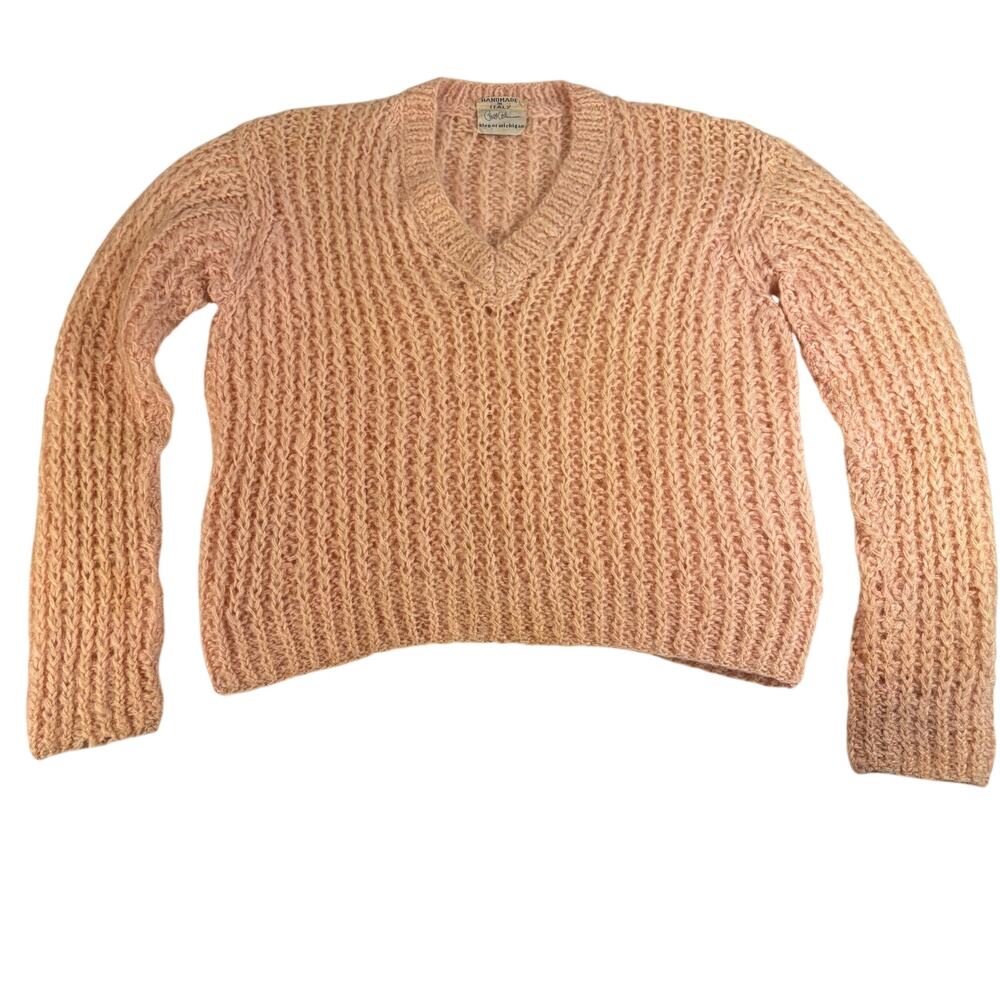 VTG Bill Atkinson glen of Michigan Womens Handmade in Italy pink sweater. Size S